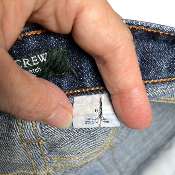 J.Crew‎ Hipslung Denim Cutoff Shorts Women 6 Low Rise Raw Hem Distressed Blue - Picture 3 of 9